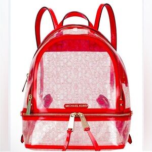 MICHAEL KORS Medium Rhea Clear Zip Backpack NWT